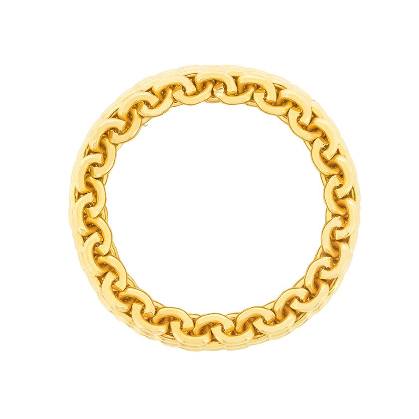 From the Somerset Tiffany & Co collection is this wide, meshed ring made in 18 carat yellow gold. It is an interesting design, with the Tiffany & Co makers mark inside the ring on a small disk. It is a size N 1/2 and unfortunately can not be