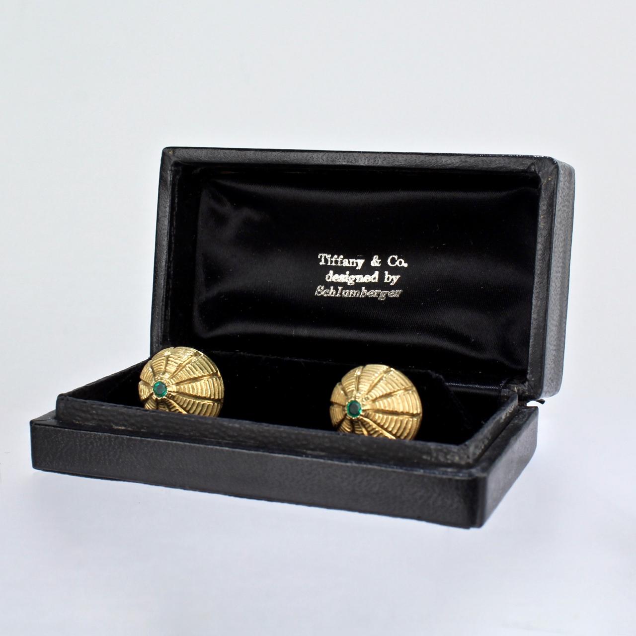 Tiffany & Co. 18 Karat Gold and Emeralds Taj Mahal Cufflinks, Jean Schlumberger 7