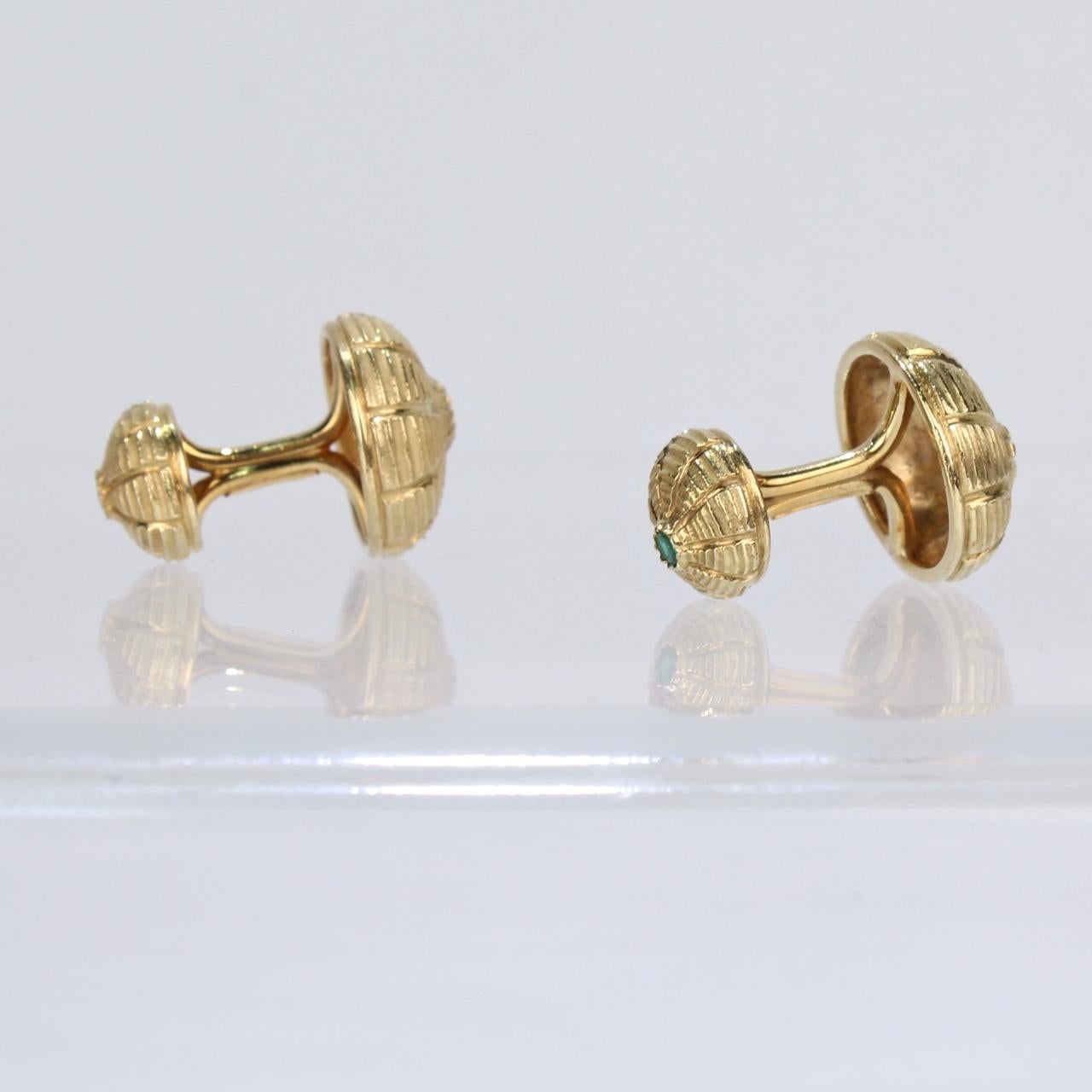 Tiffany & Co. 18 Karat Gold and Emeralds Taj Mahal Cufflinks, Jean Schlumberger 1
