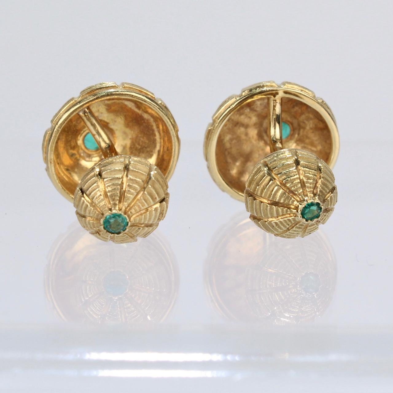 Tiffany & Co. 18 Karat Gold and Emeralds Taj Mahal Cufflinks, Jean Schlumberger 3