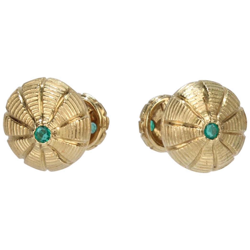 Tiffany & Co. 18 Karat Gold and Emeralds Taj Mahal Cufflinks, Jean Schlumberger