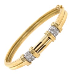 Tiffany & Co. 18 Karat Gold and Platinum Diamond Bangle Bracelet