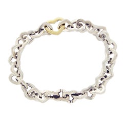 Tiffany & Co. 18 Karat Gold and Sterling Silver Heart Link Bracelet