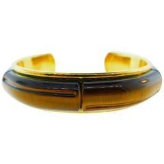 Tiffany & Co. 18 Karat Gold and Tiger Eye Bamboo Collection Bangle, circa 2002