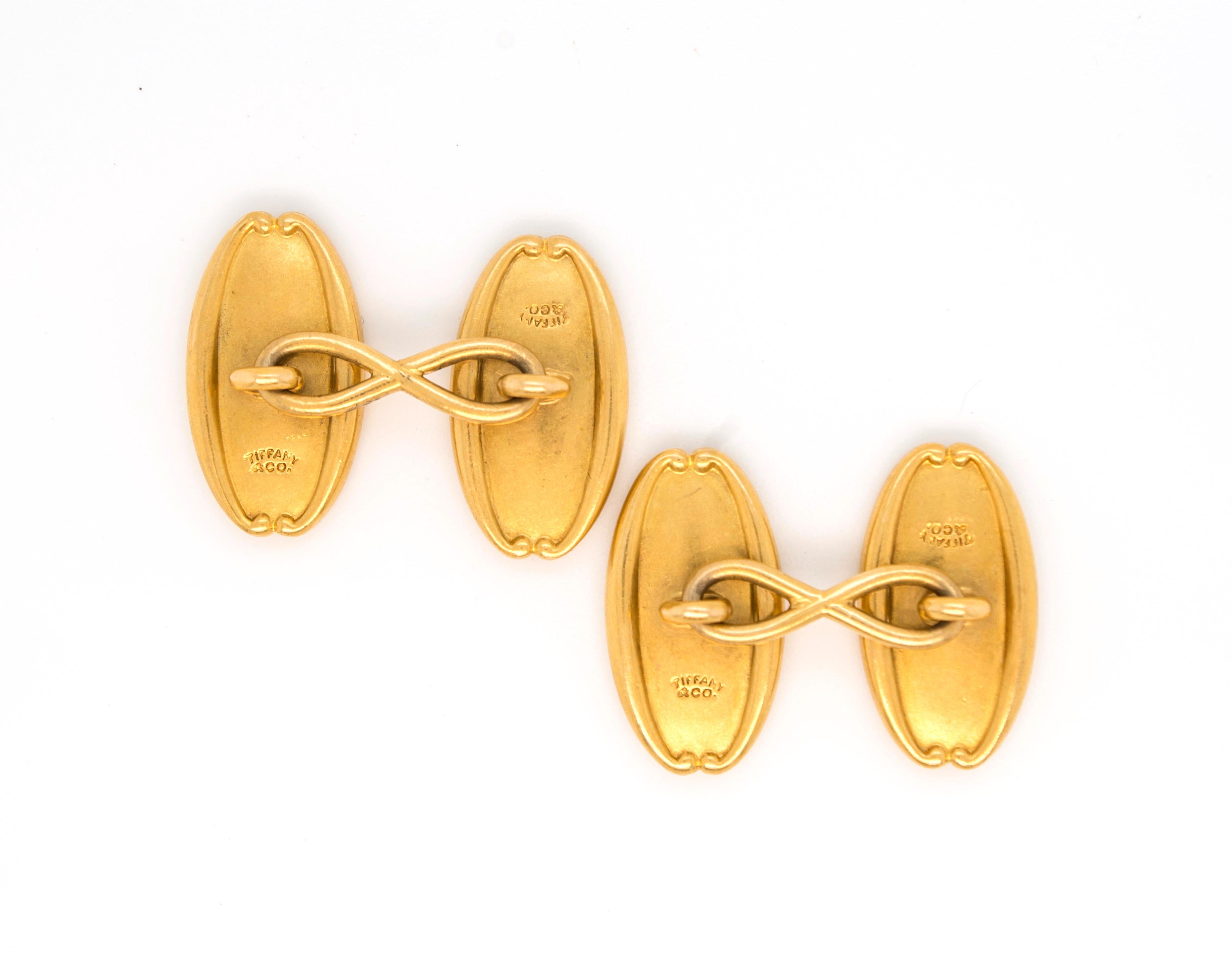 Tiffany & Co. Boutons de manchette Art nouveau en or 18 carats Pour hommes en vente