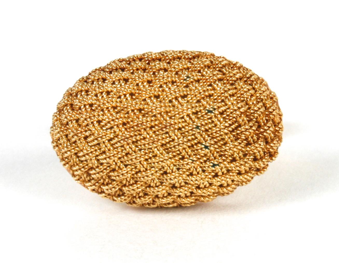Tiffany & Co. 18 Karat Gold Basket Weave Cabochon Cufflinks 1