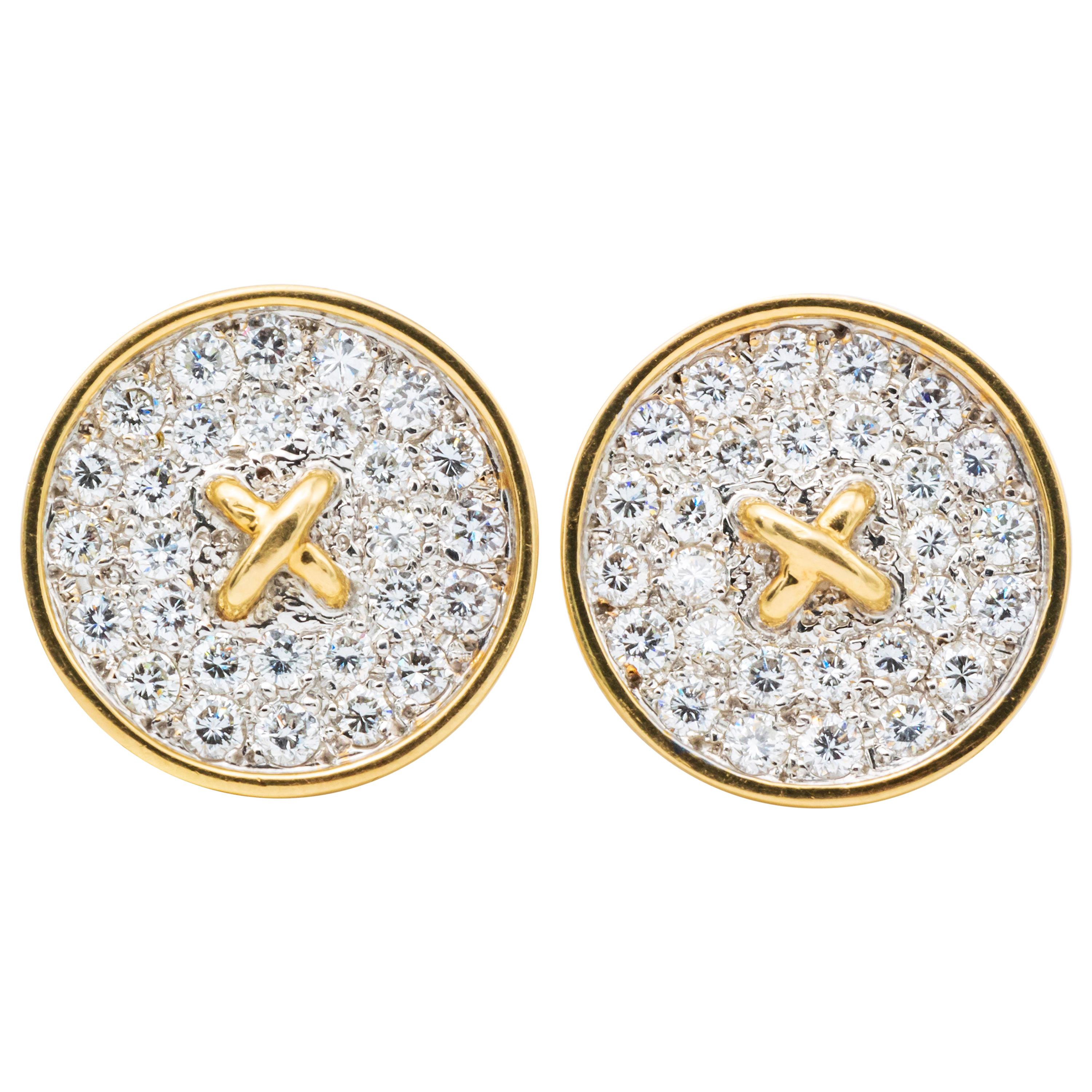 Tiffany & Co. 18 Karat Gold Button Earring