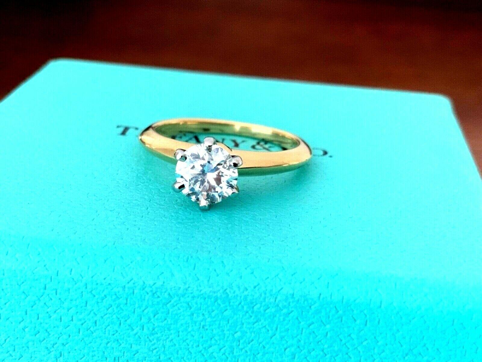 Tiffany & Co. 18 Karat Gold Diamond .79 Carat Round Ring G VS1 3 Excellent 6