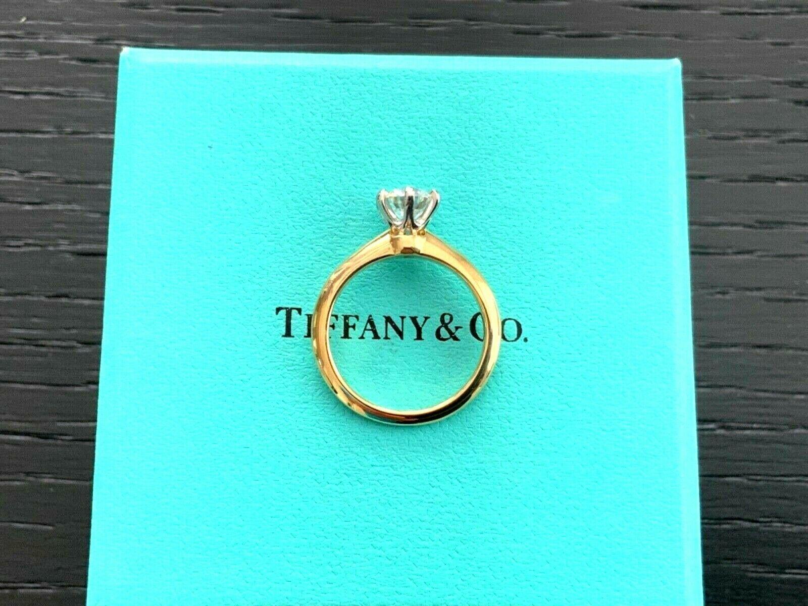 Tiffany & Co. 18 Karat Gold Diamond .79 Carat Round Ring G VS1 3 Excellent 7
