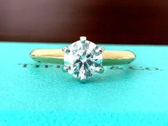 Tiffany & Co. 18 Karat Gold Diamond .79 Carat Round Ring G VS1 3 Excellent