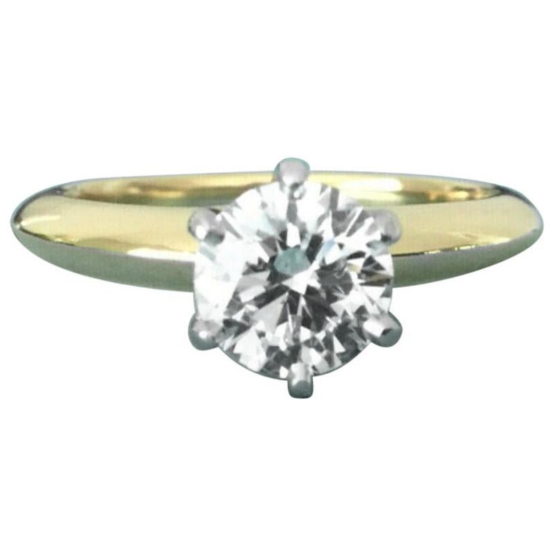 Tiffany & Co. 18 Karat Gold Diamond .79 Carat Round Ring G VS1 3 Excellent