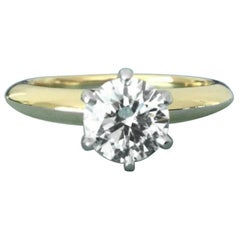 Tiffany & Co. 18 Karat Gold Diamond .79 Carat Round Ring G VS1 3 Excellent