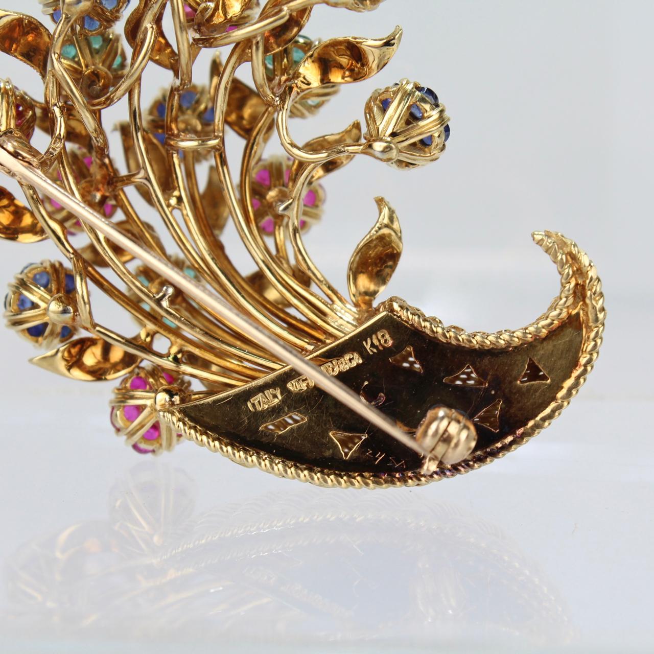 Tiffany & Co. 18 Karat Gold Diamond and Gemstone en Tremblant Cornucopia Brooch 4