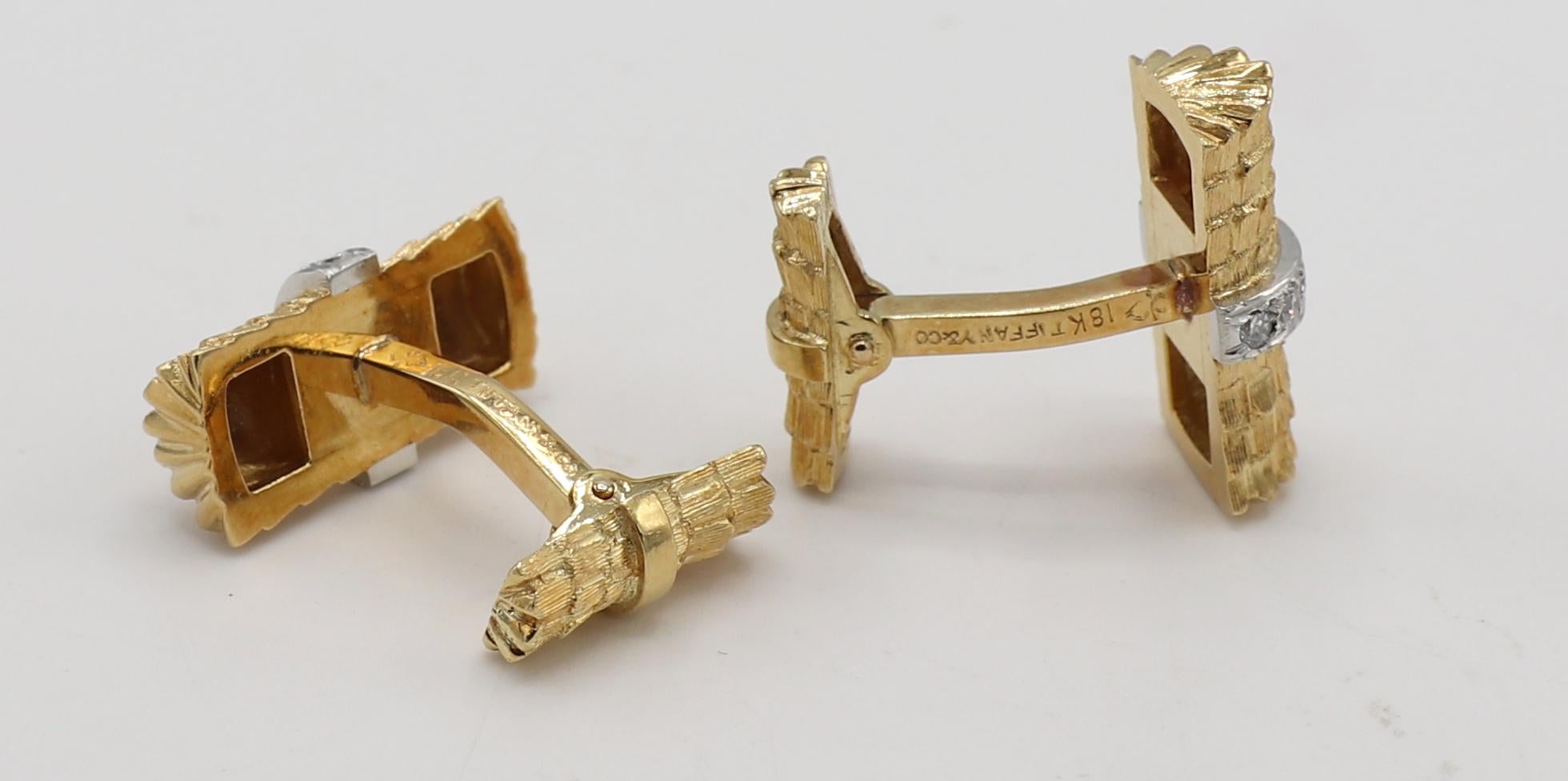 Contemporary Tiffany & Co. 18 Karat Gold & Diamond Cufflinks