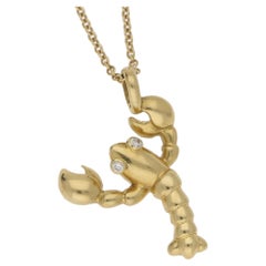 Tiffany & Co. 18 Karat Gold Diamond Lobster Pendant on Chain