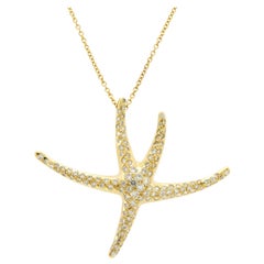 Tiffany & Co. 18 Karat Gold Diamonds Large Starfish Elsa Peretti Necklace