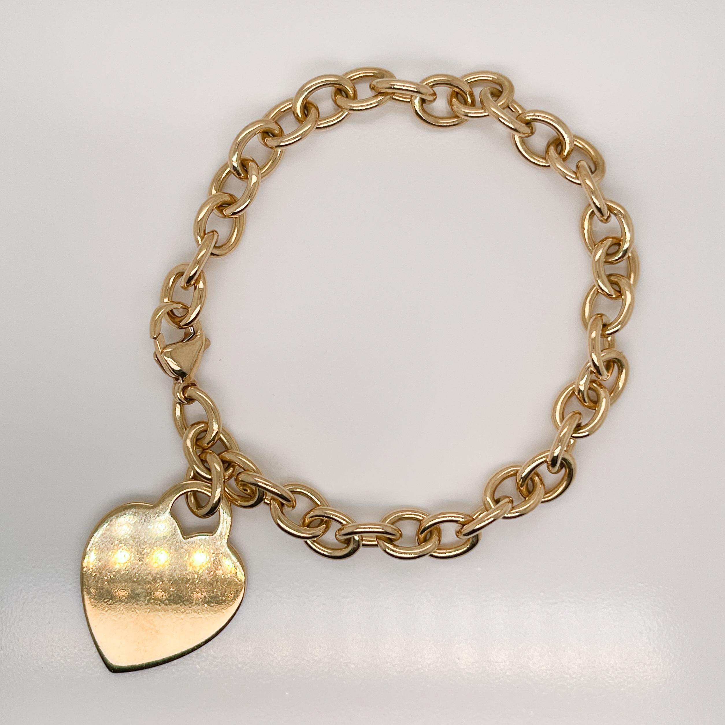 Authentic! Tiffany & Co 18k White Gold Heart Key Wire Flex Bracelet 6