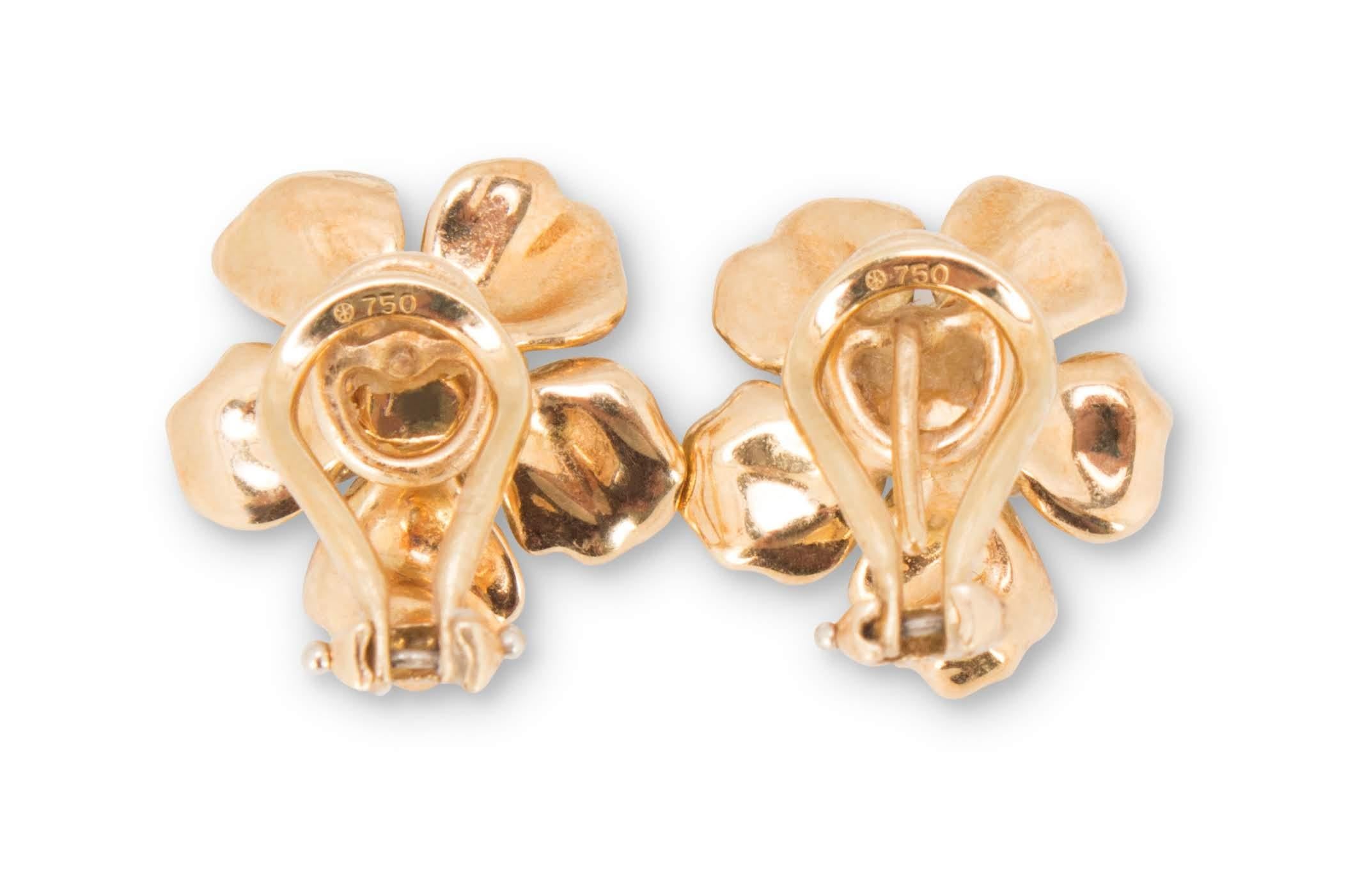 Women's Tiffany & Co. 18 Karat Gold Dogwood Flower Ear Clips