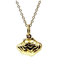 Tiffany & Co. 18 Karat Gold, Enamel, Cultured Pearl Oyster Pendant Charm, 2001