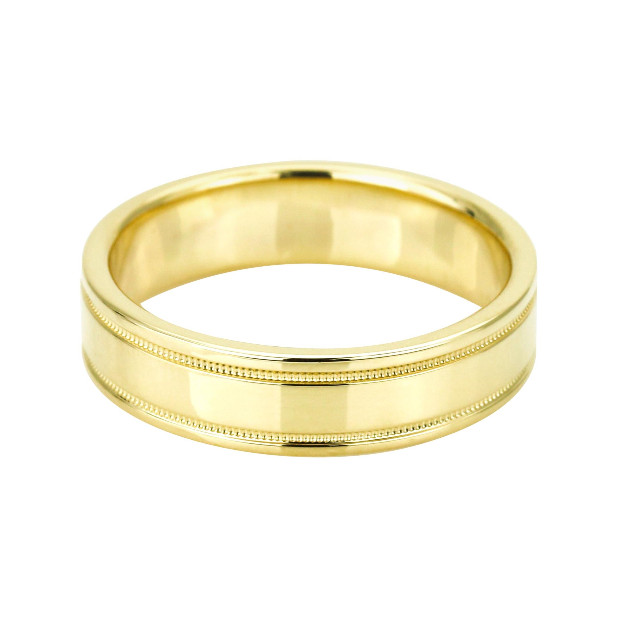 Tiffany & Co. 18 Karat Gold Essential Band Double Milgrain Ring For Sale