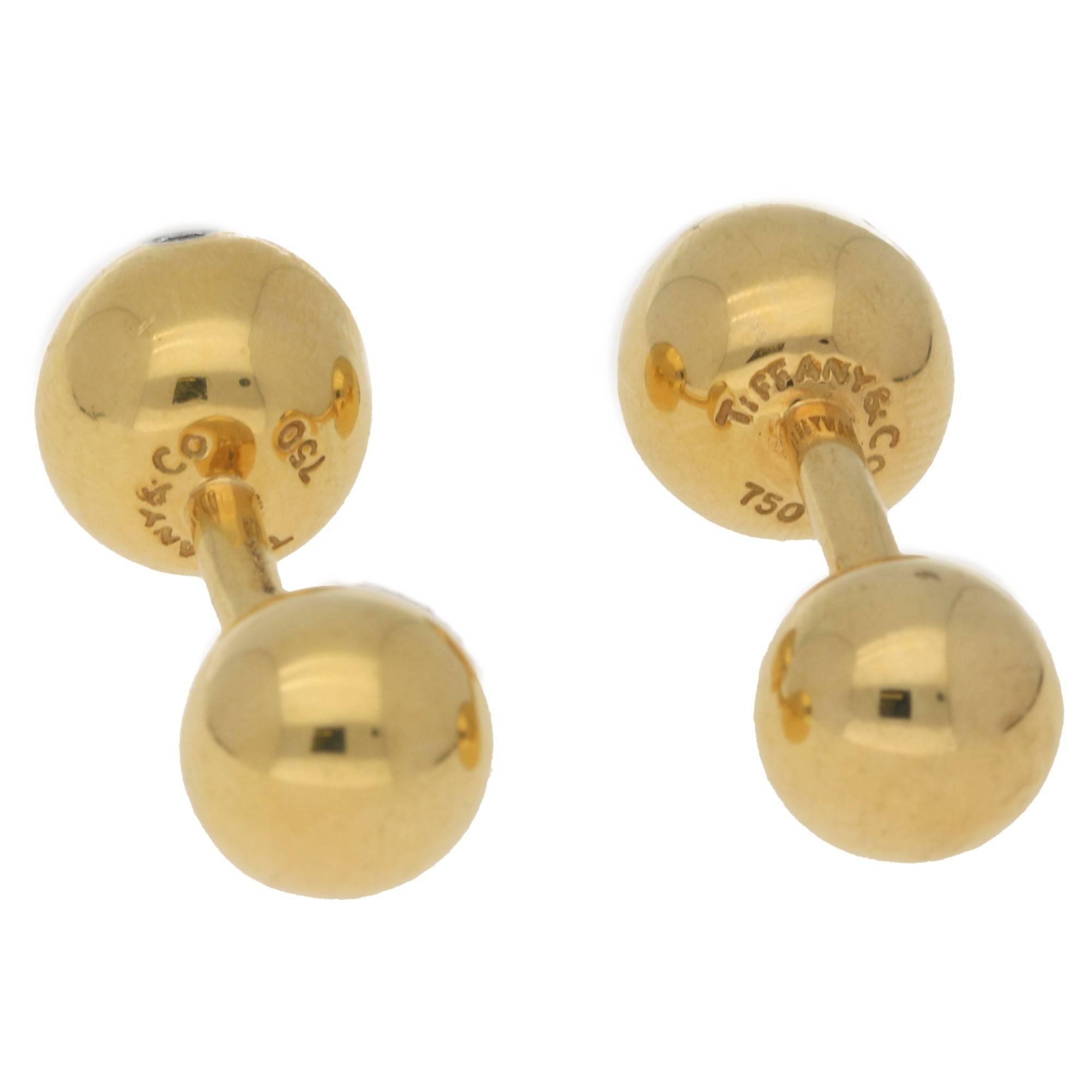 Tiffany & Co. Etoile Cufflinks in 18 Karat Yellow Gold In Excellent Condition For Sale In London, GB