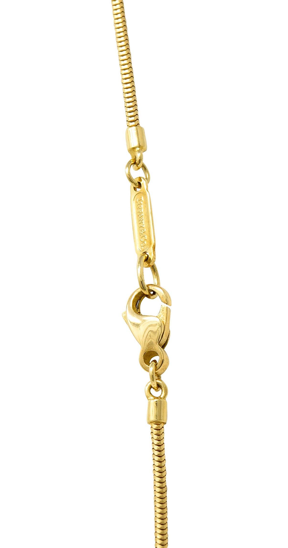 Women's or Men's Tiffany & Co. 18 Karat Gold Feather Pendant Necklace