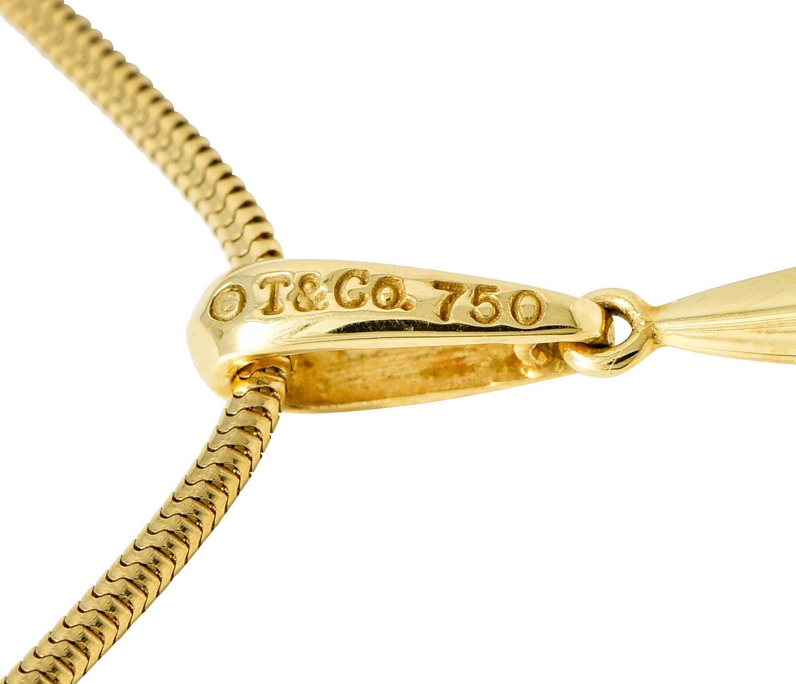 Tiffany & Co. 18 Karat Gold Feather Pendant Necklace 1