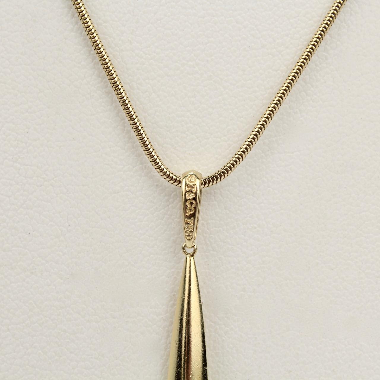 Tiffany & Co. 18 Karat Gold Feather Pendant and Snake Chain Necklace 5