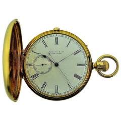 Tiffany & Co 18 Karat Gold Hunters Pocket Watch with Rare Sweep Seconds Register