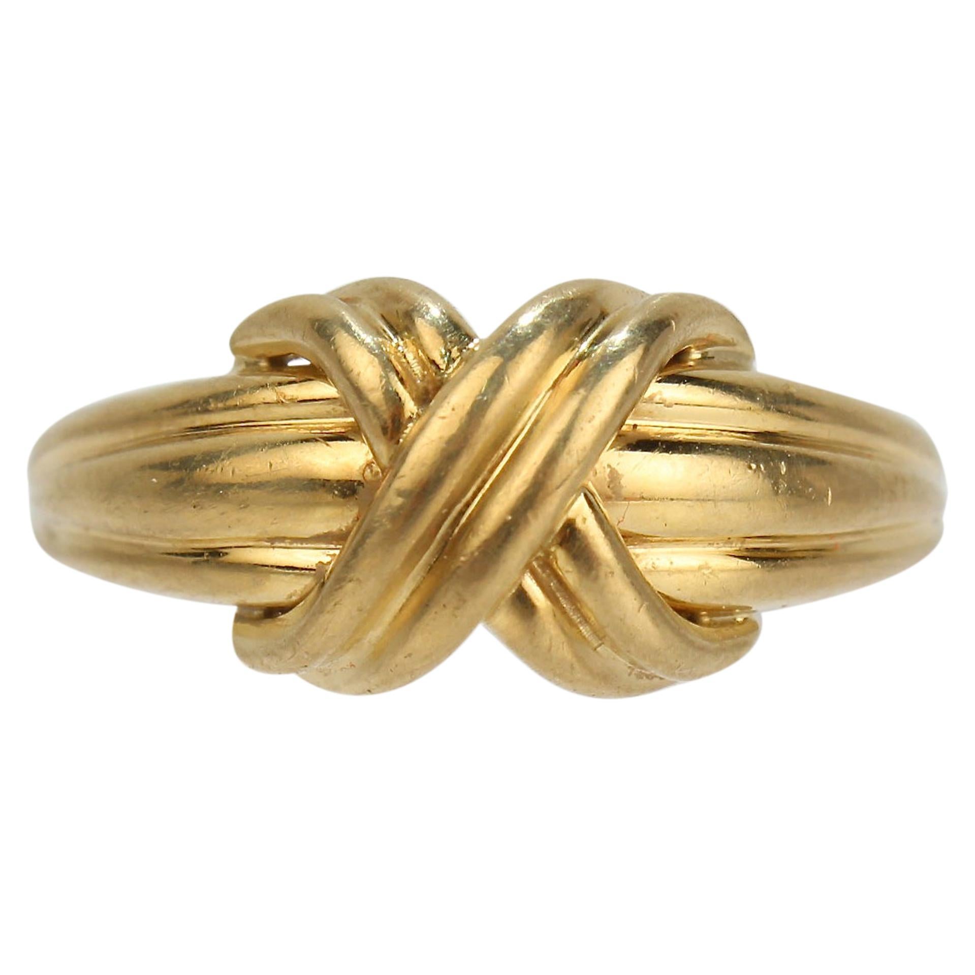 Tiffany & Co. 18 Karat Gold 'X' Ring 