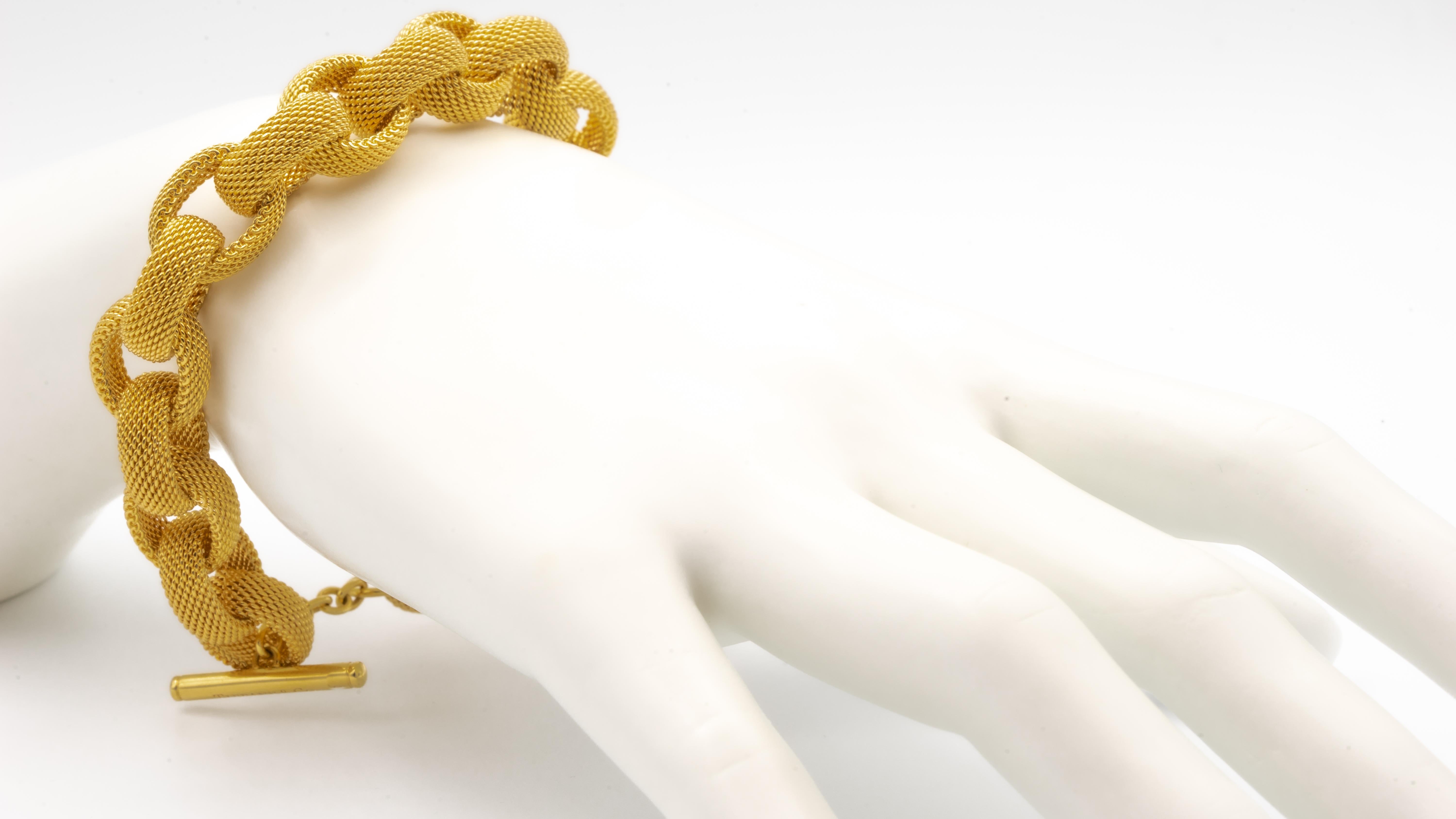 Tiffany & Co. 18K Gold Mesh Link Toggle Bracelet 3