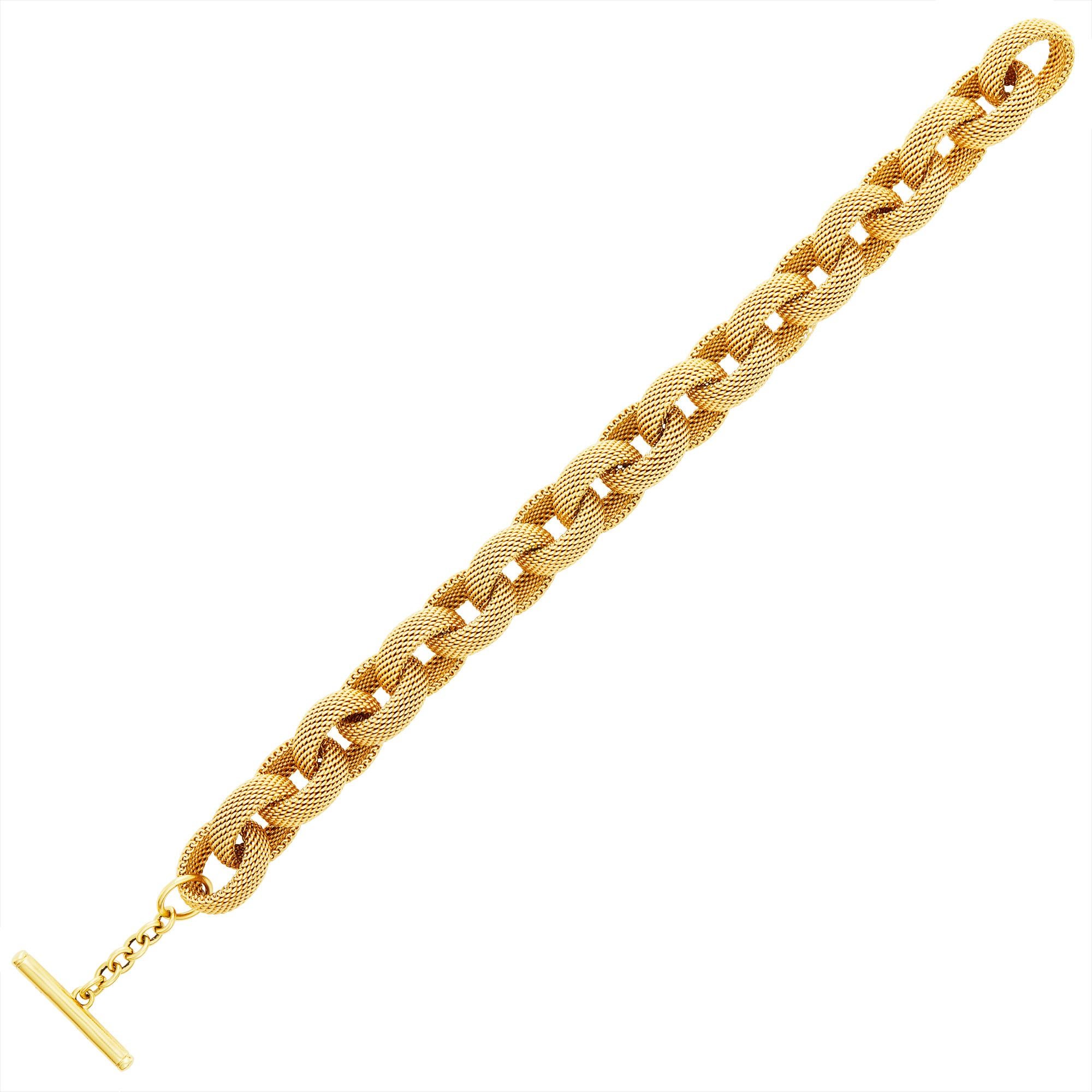 Tiffany & Co. 18K Gold Mesh Link Toggle Bracelet 4