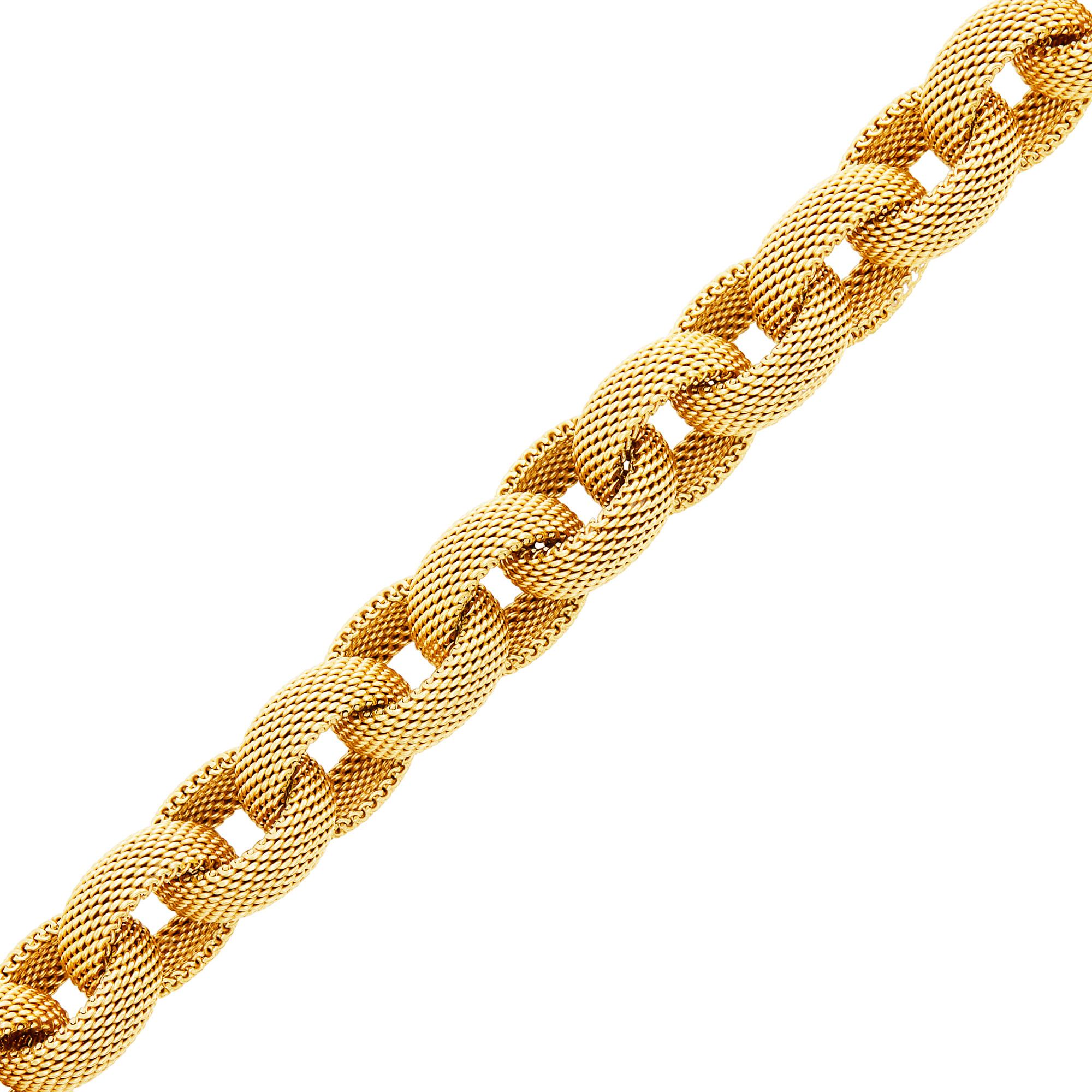 Tiffany & Co. 18K Gold Mesh Link Toggle Bracelet 5