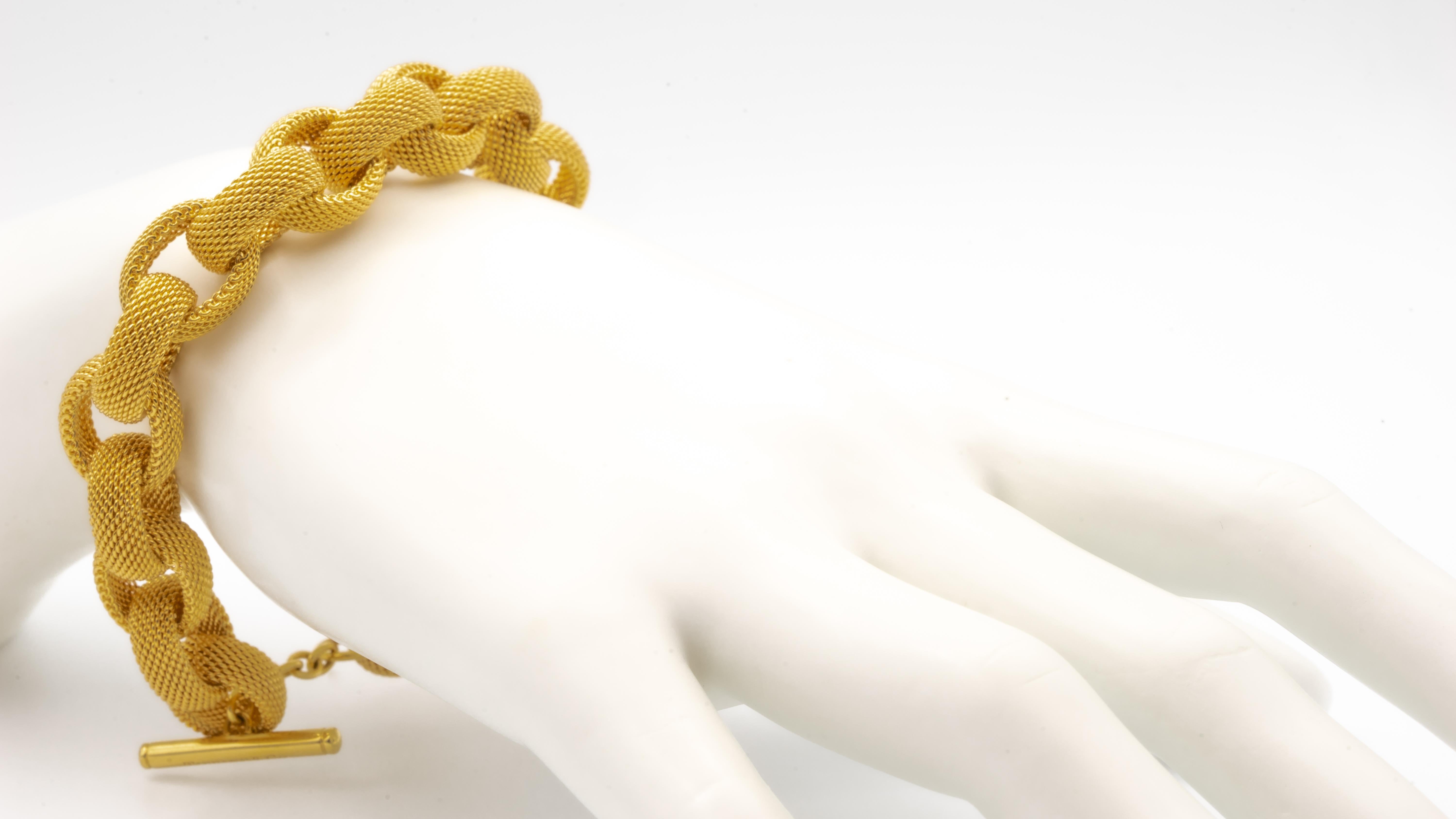 Tiffany & Co. 18K Gold Mesh Link Toggle Bracelet 1