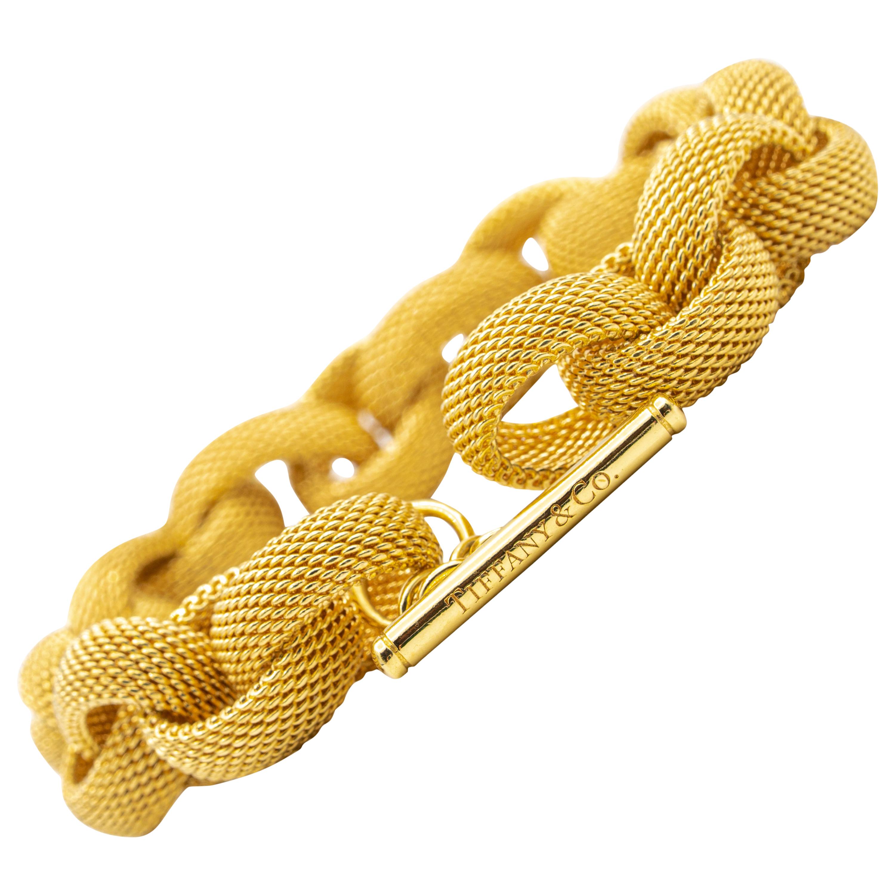 Tiffany & Co. 18K Gold Mesh Link Toggle Bracelet