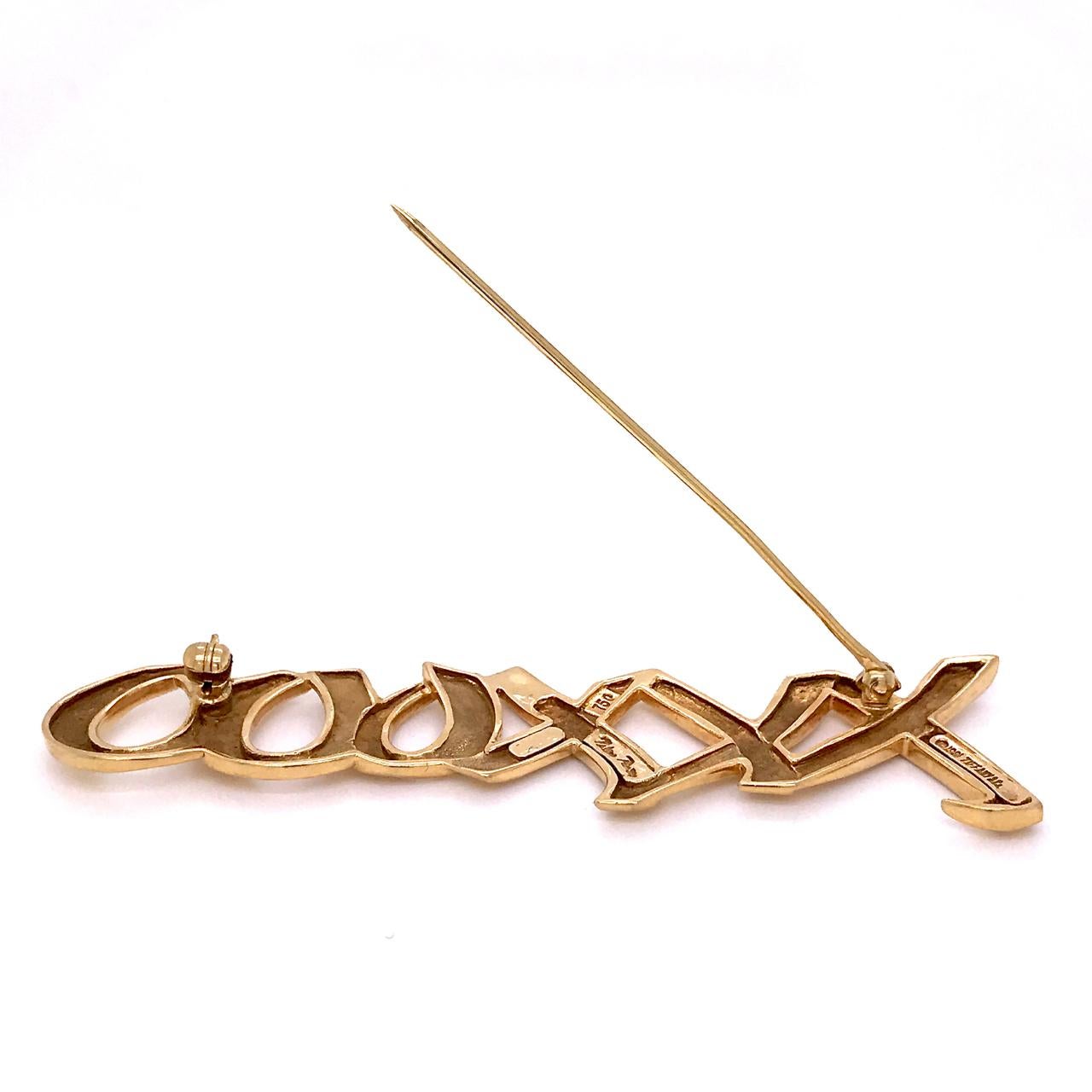 Tiffany & Co. 18 Karat Gold Paloma Picasso Graffiti Love & Kisses Brooch or Pin 2