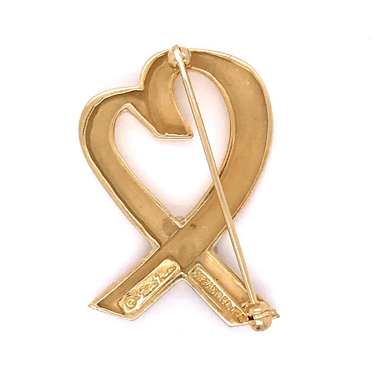 Tiffany & Co. 18 Karat Gold Paloma Picasso Loving Heart Brooch or Pin For Sale 2
