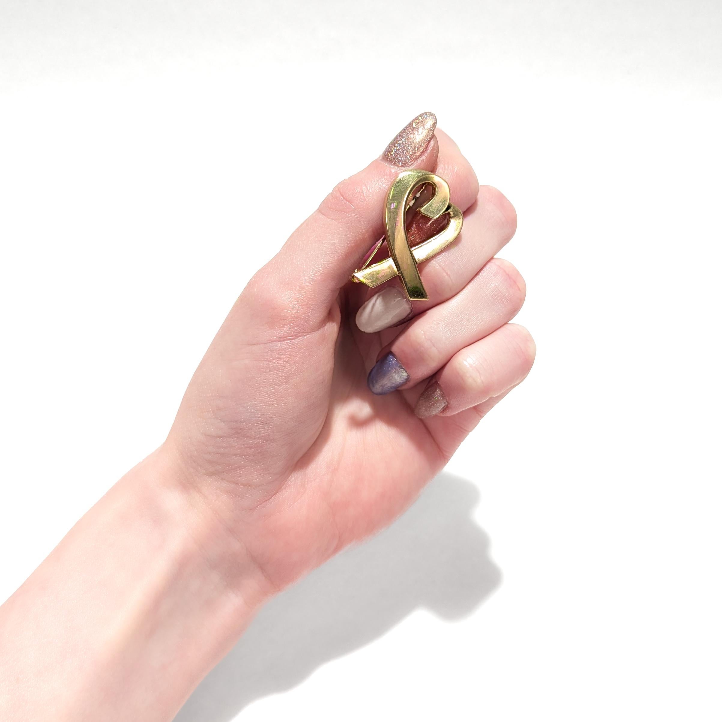 Broche o alfiler Corazón amoroso Paloma Picasso de oro de 18 quilates Tiffany & Co. en venta 8