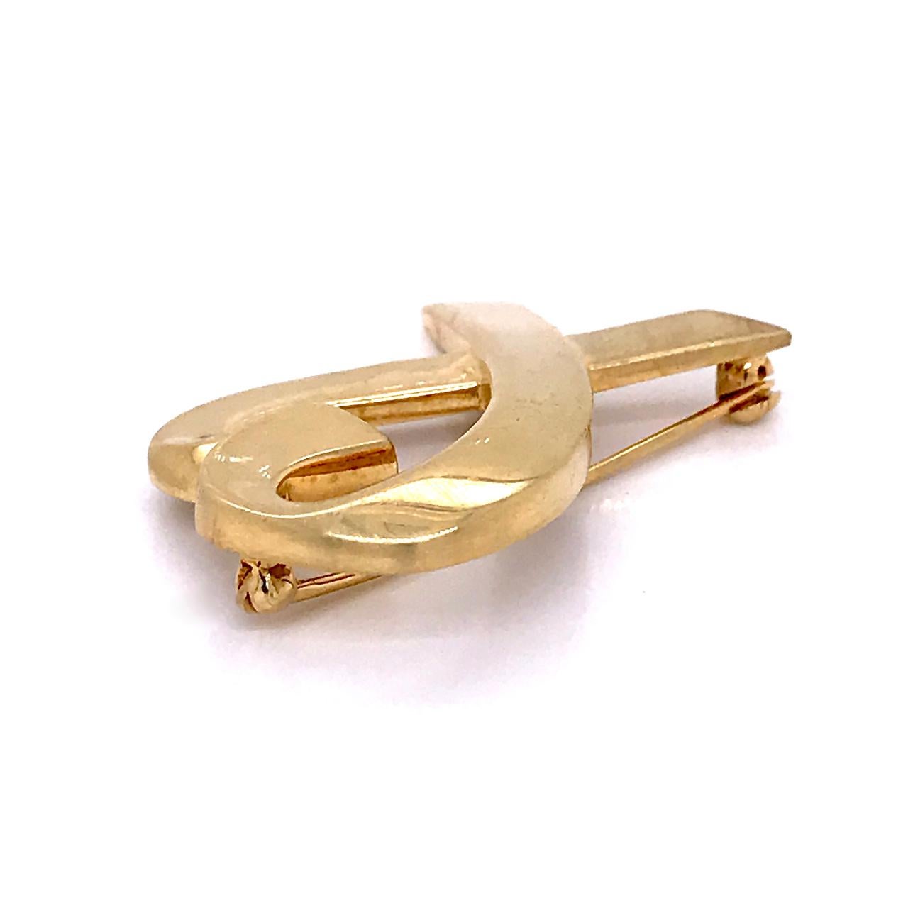 Tiffany & Co. 18 Karat Gold Paloma Picasso Loving Heart Brooch or Pin In Good Condition For Sale In Philadelphia, PA