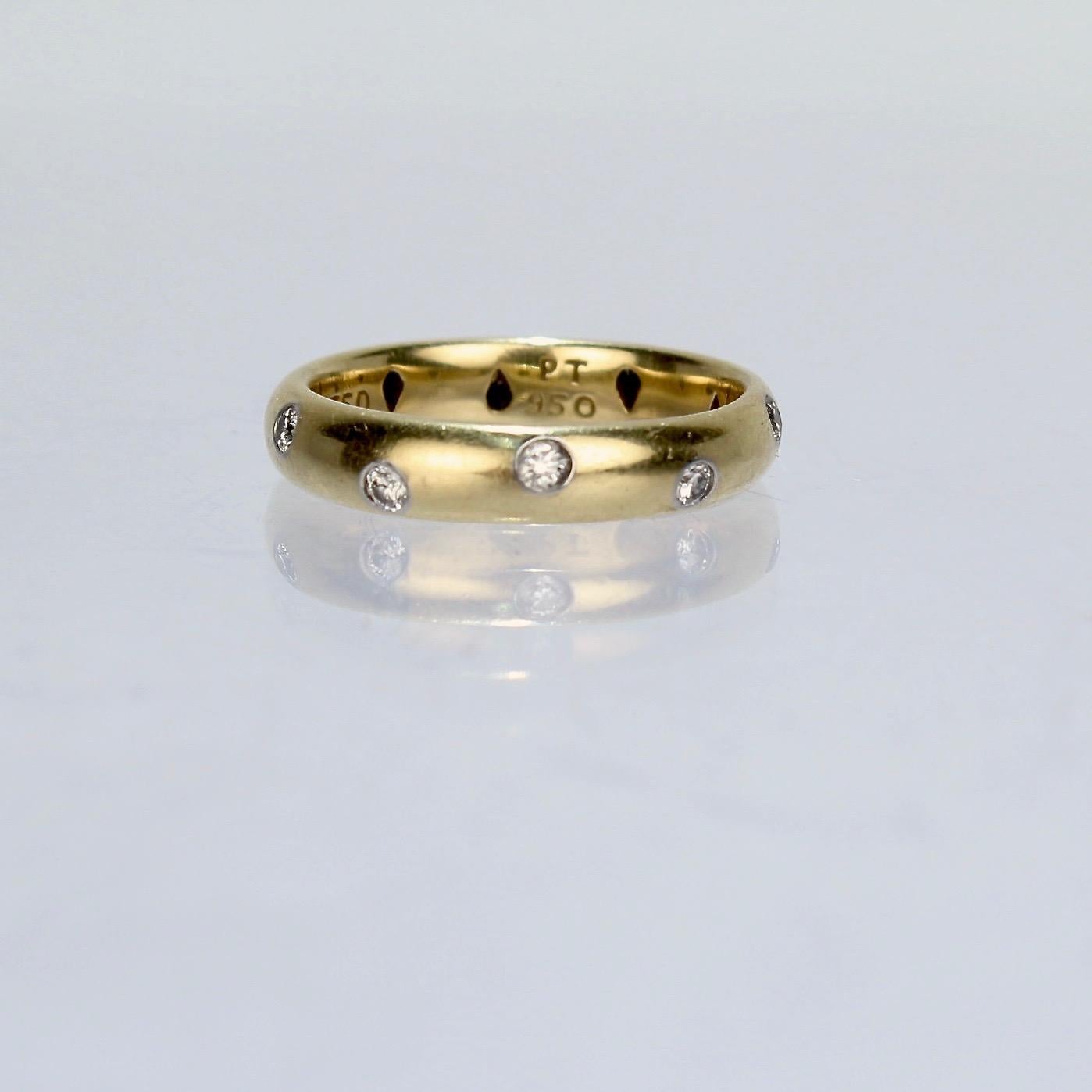 Modern Tiffany & Co. 18 Karat Gold, Platinum, and Diamond Etoile Collection Band Ring