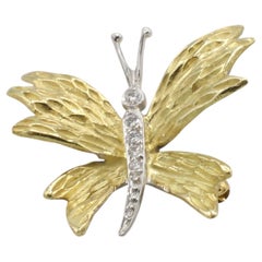 Tiffany & Co. 18 Karat Gold Platinum Natural Diamond Butterfly Pin Brooch