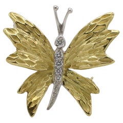 Tiffany & Co. 18 Karat Gold Platinum Natural Diamond Butterfly Pin Brooch