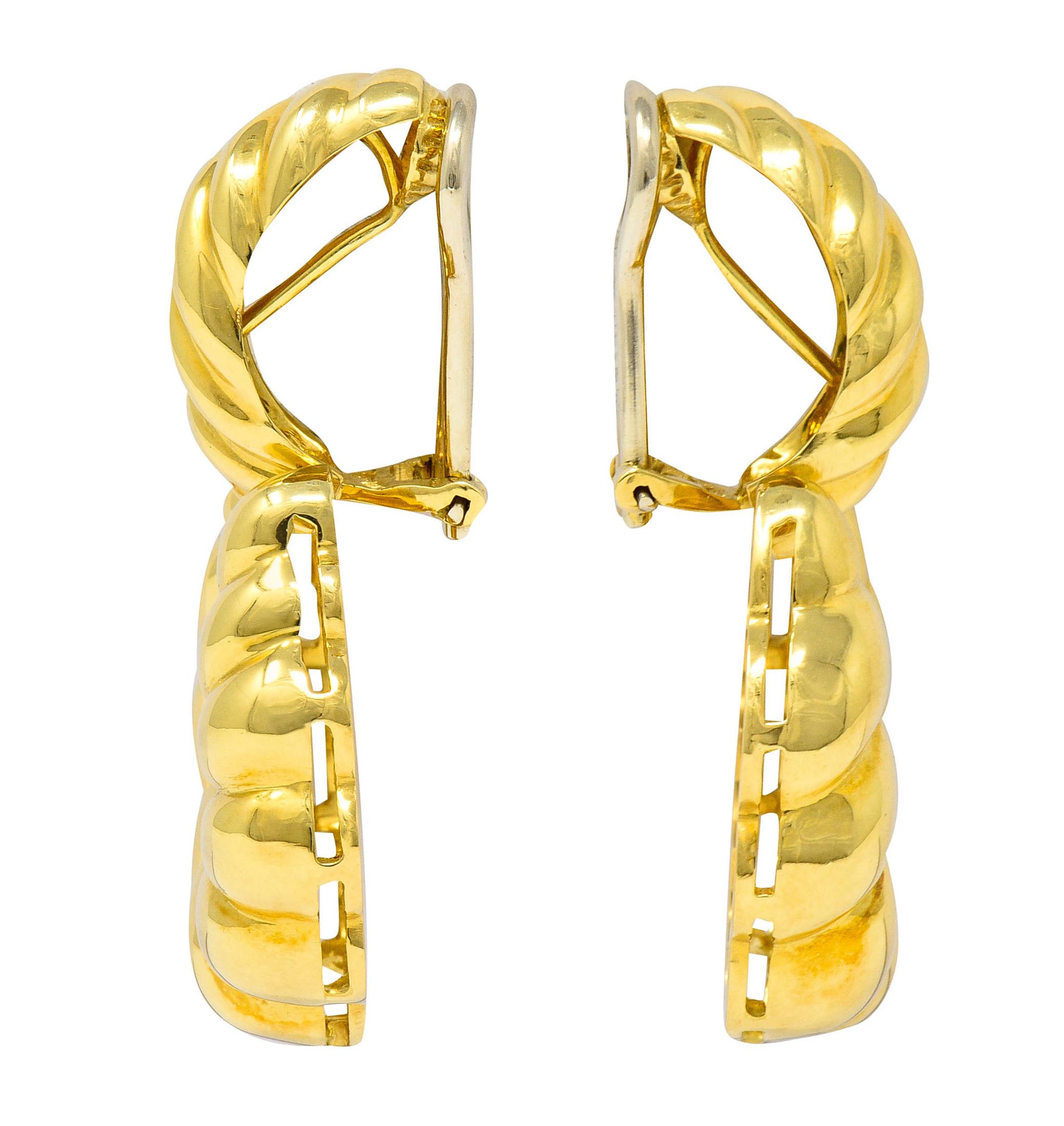 Contemporary Tiffany & Co. 18 Karat Gold Ribbed Doorknocker Ear-Clip Earrings