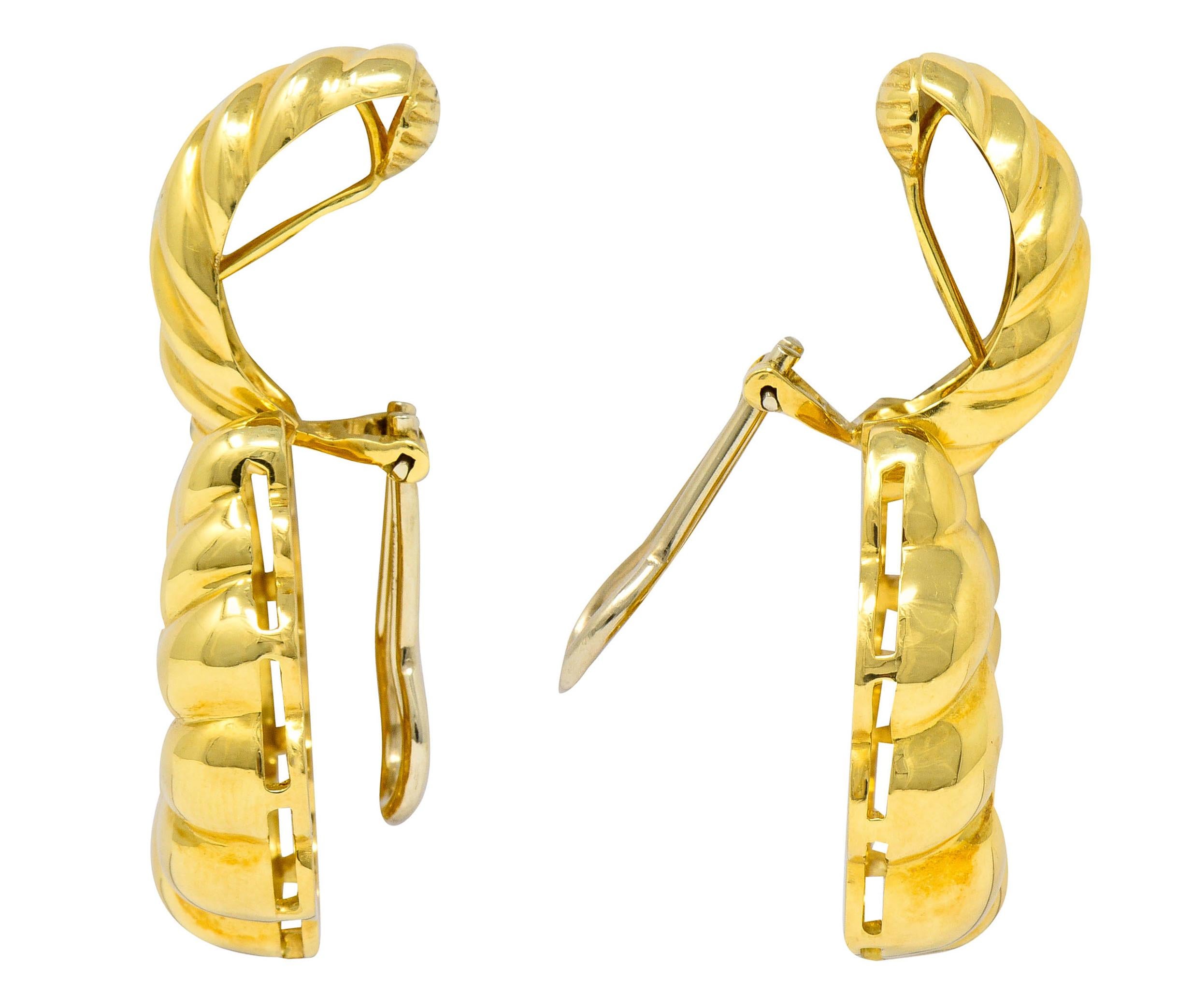 Tiffany & Co. 18 Karat Gold Ribbed Doorknocker Ear-Clip Earrings In Excellent Condition In Philadelphia, PA