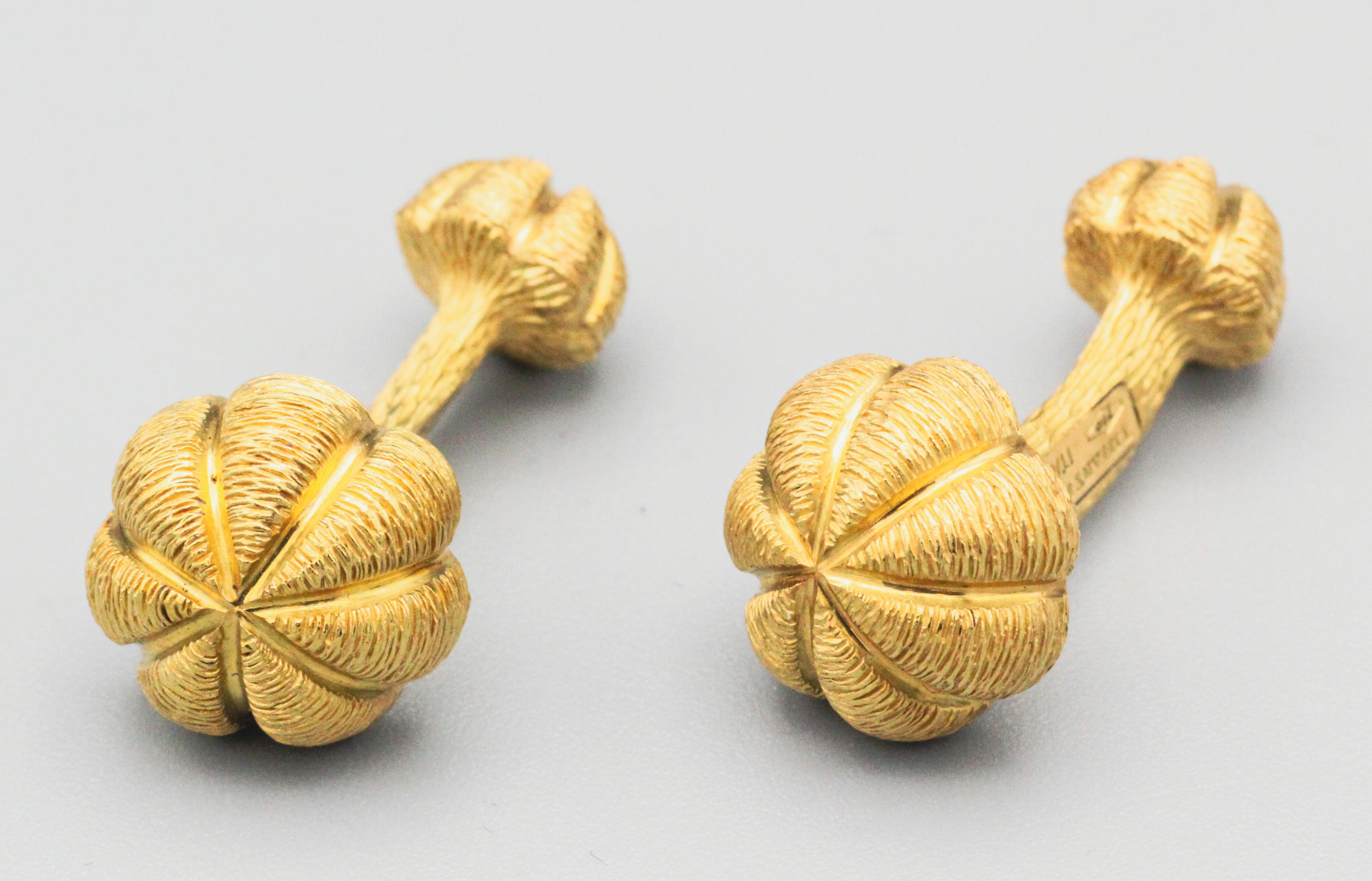 Tiffany & Co.  18 Karat Gold Sea Urchin Dumbbell Cufflinks In Excellent Condition For Sale In New York, NY