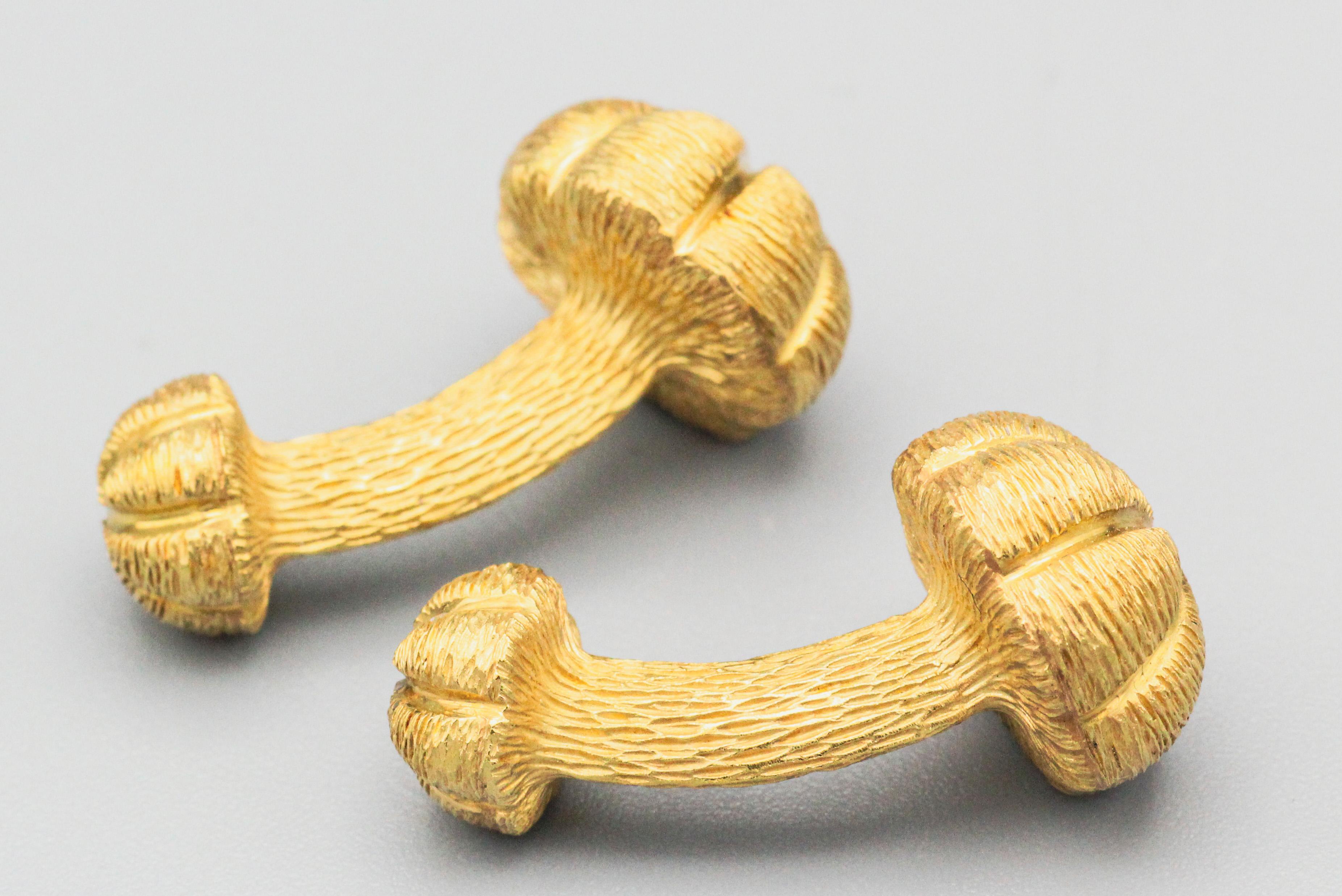 Tiffany & Co.  18 Karat Gold Sea Urchin Dumbbell Cufflinks For Sale 2