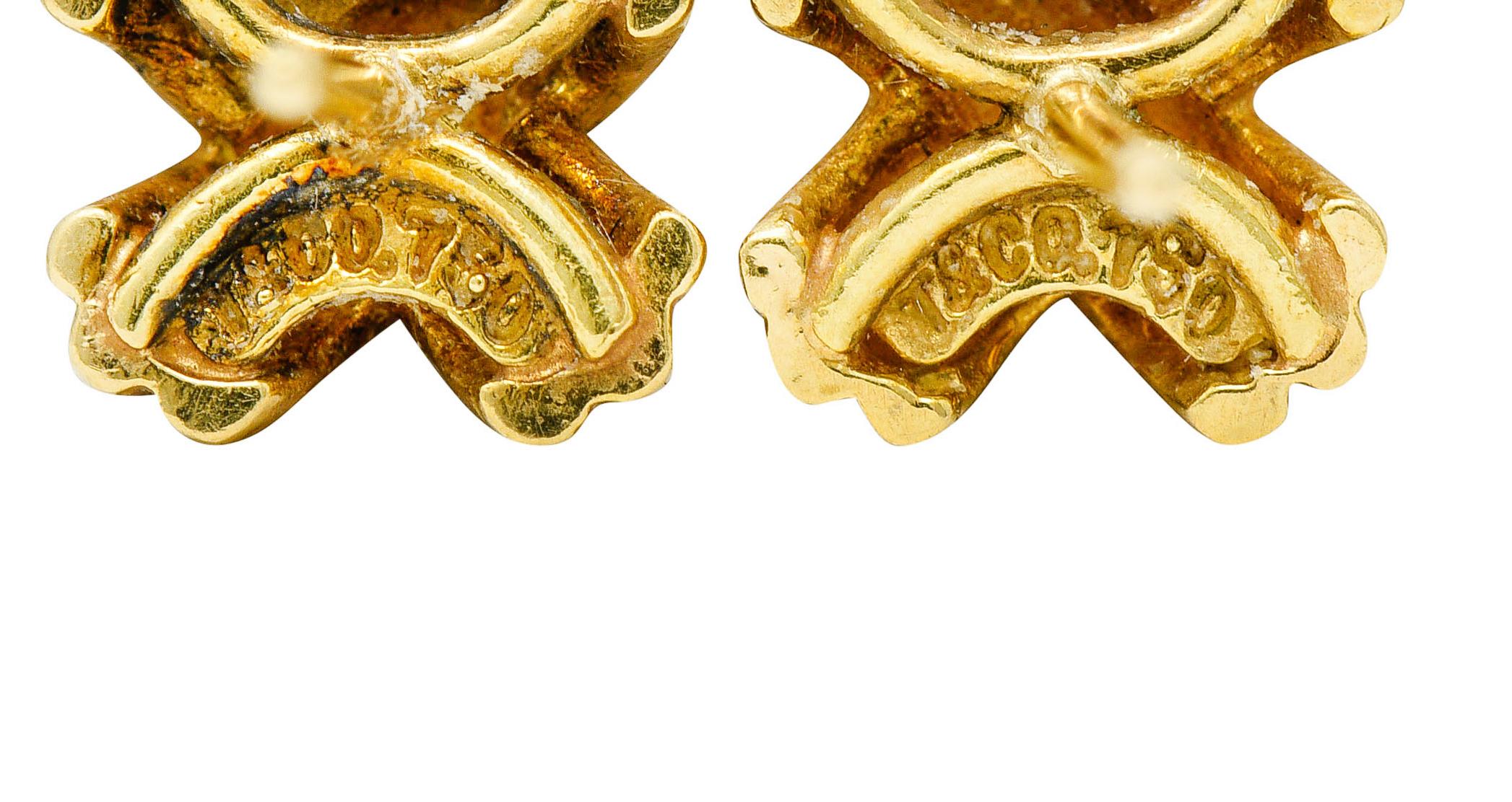 Women's or Men's Tiffany & Co. 18 Karat Gold Signature X Stud Earrings