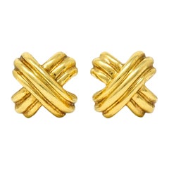 Vintage Tiffany & Co. 18 Karat Gold Signature X Stud Earrings