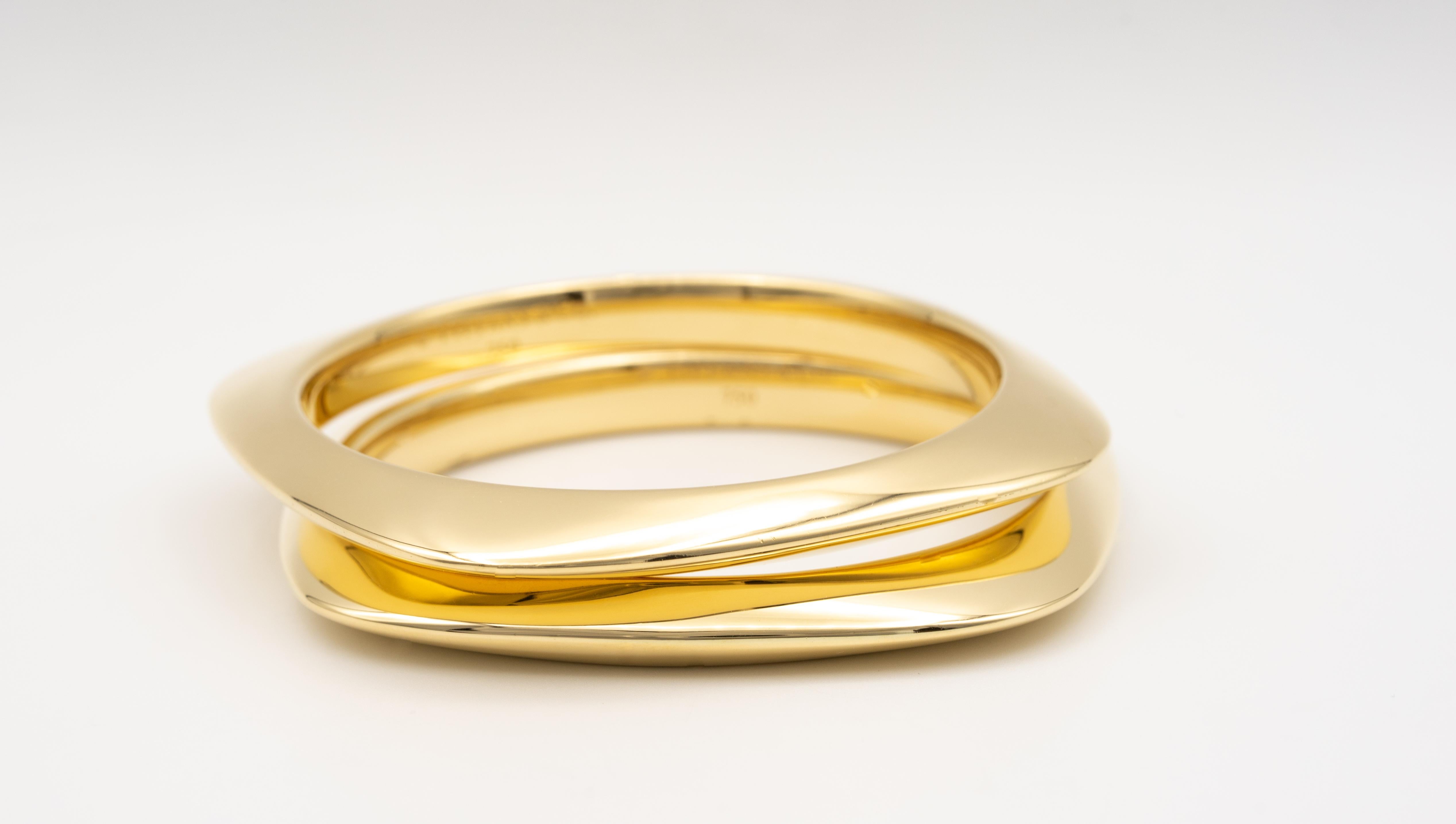 square shape bangles in gold