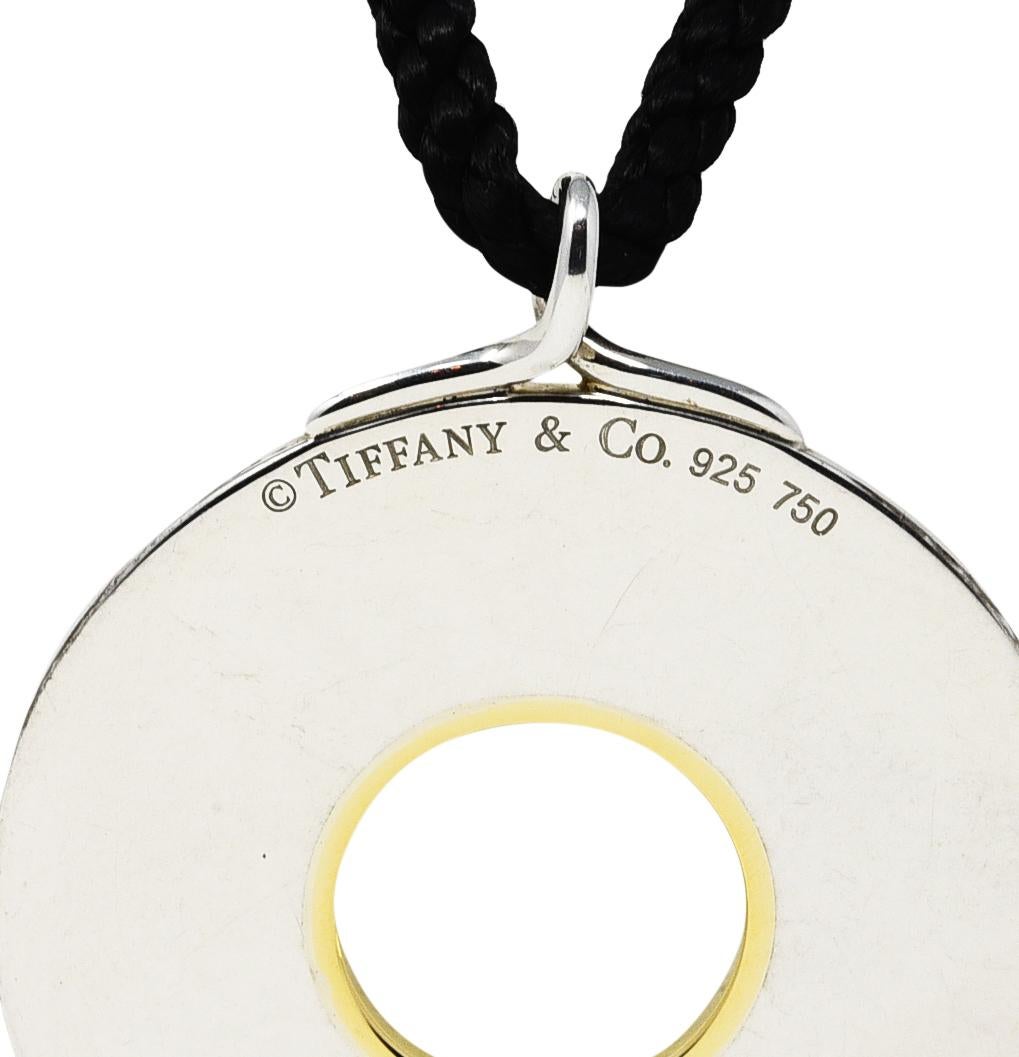 Contemporary Tiffany & Co. 18 Karat Gold Sterling Silver Silk Cord Dragonfly Pendant Necklace